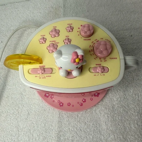 2003 Sanrio Hello Kitty Tea Cup Alarm Clock AM-FM Radio Lemon Slice Night Light - Picture 4 of 6